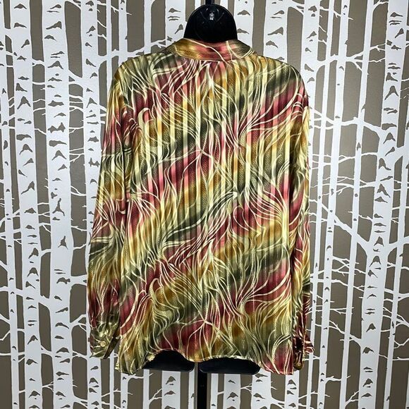 BFA Classics Vintage 90s Gold Metallic Pinstripe Blouse sz L - Picture 2 of 5